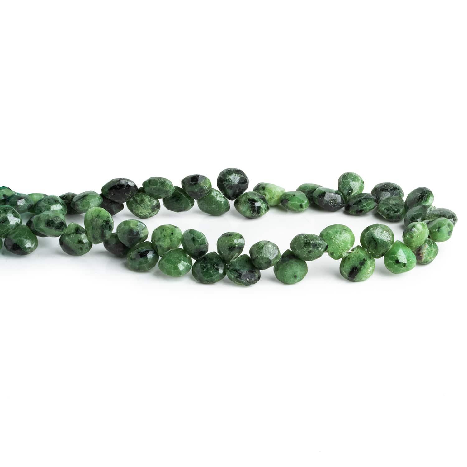 7mm Zoisite Faceted Hearts 8 inch 50 beads - The Bead Traders