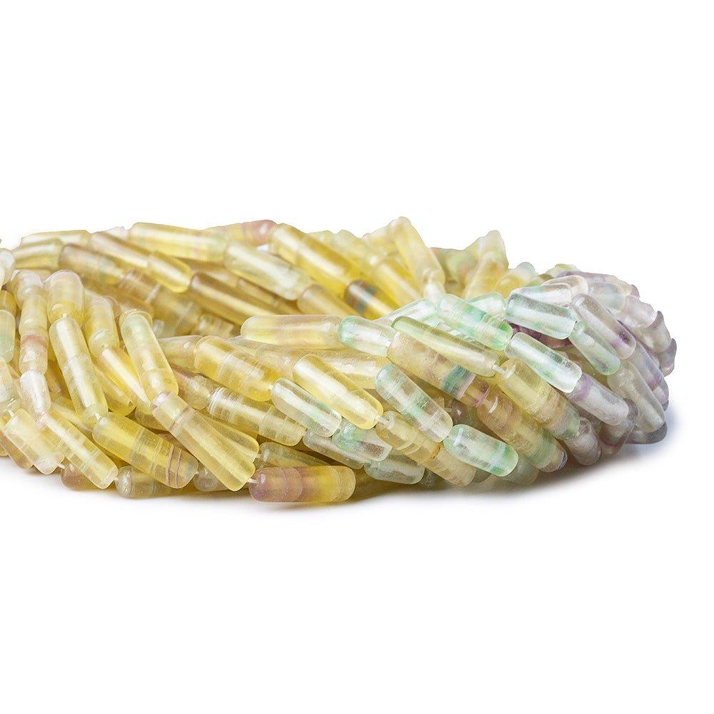 7x4-13x5mm Frosted Multi Color Banded Fluorite Plain Tubes 32 Beads 14" - The Bead Traders