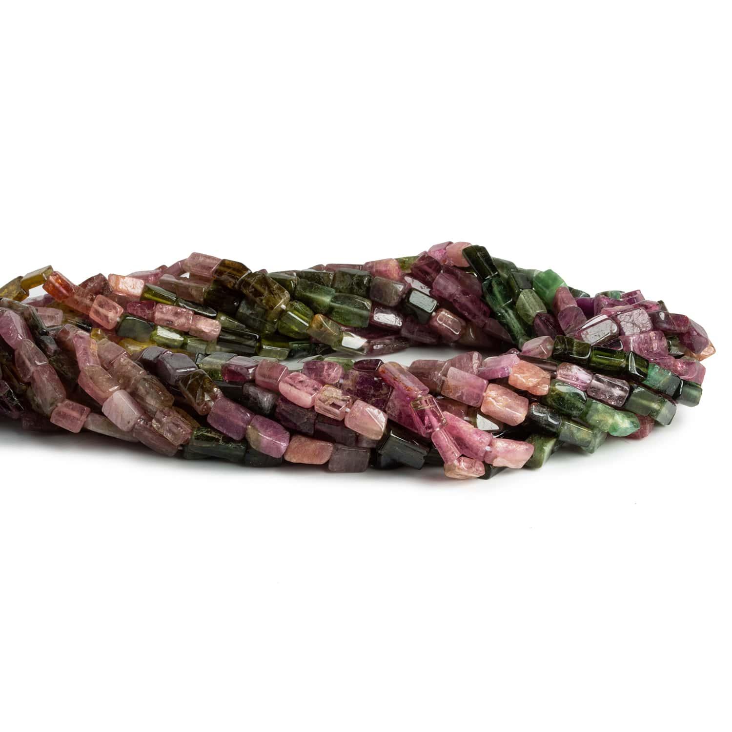7x4mm Multi Color Tourmaline Rectangles 15 inch 45 beads - The Bead Traders