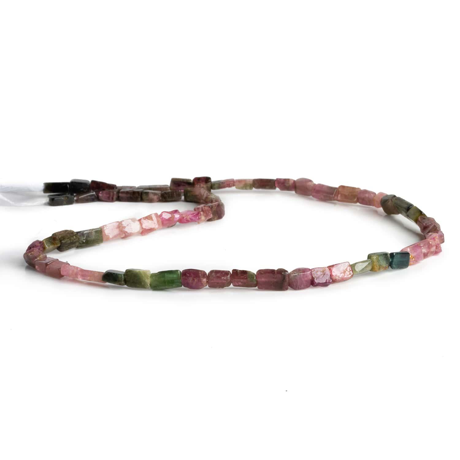 7x4mm Multi Color Tourmaline Rectangles 15 inch 45 beads - The Bead Traders