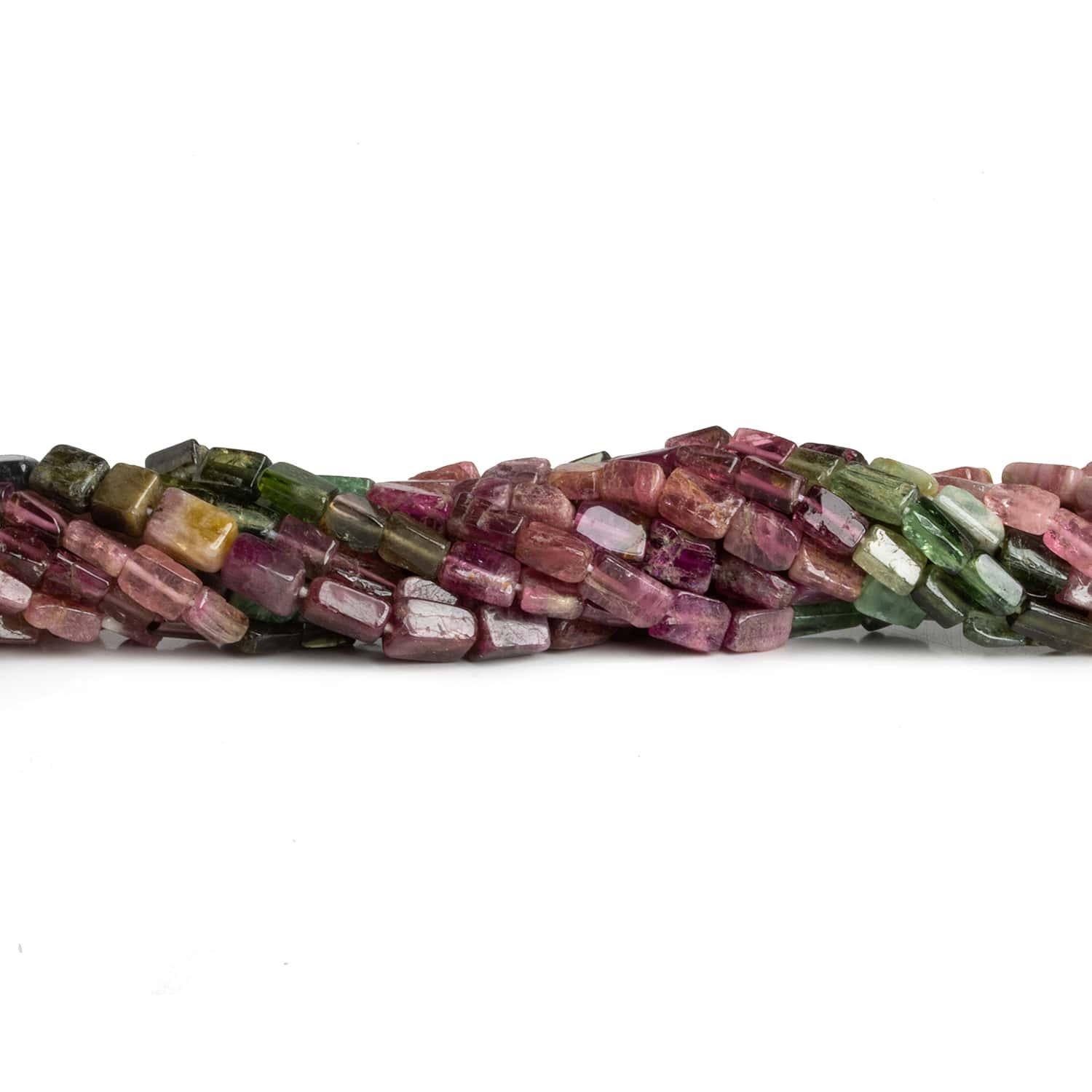 7x4mm Multi Color Tourmaline Rectangles 15 inch 45 beads - The Bead Traders