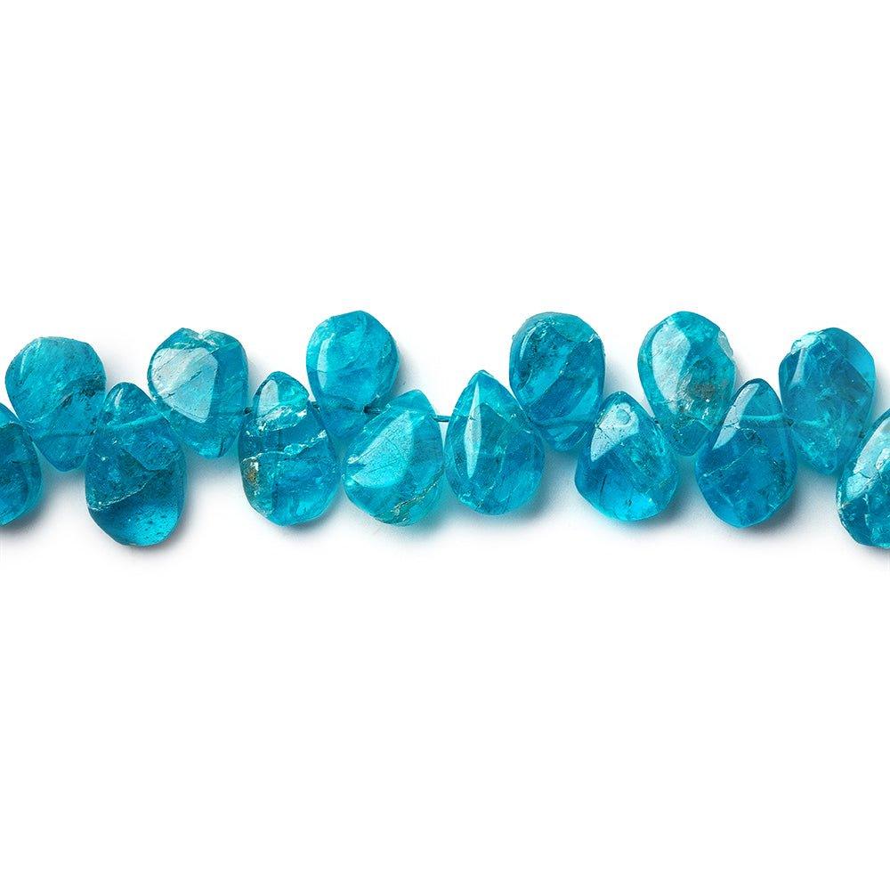 7x4mm Neon Blue Apatite Plain Pear Beads 8 inch 50 pieces - The Bead Traders