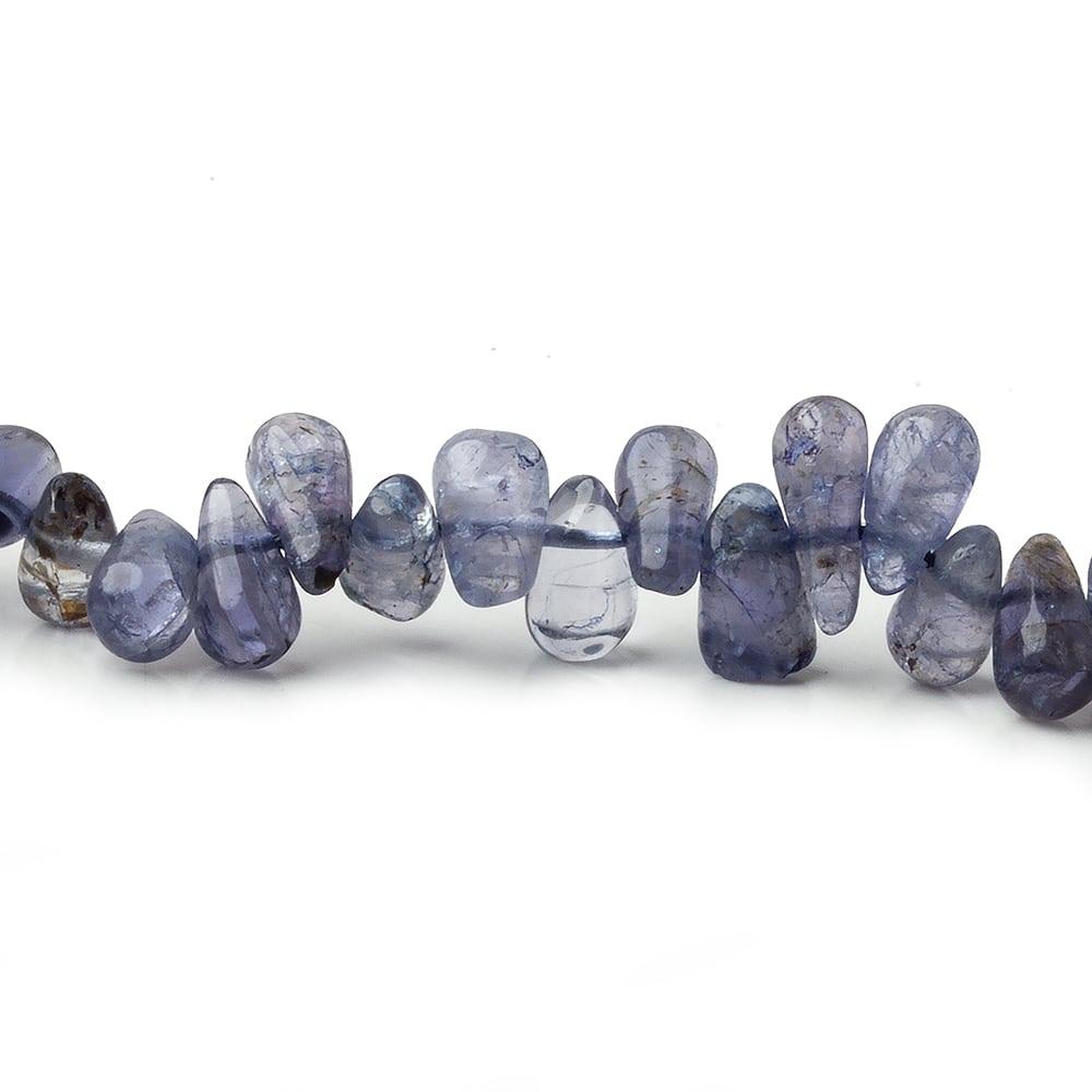 7x5-10x5mm Light Iolite Beads Plain Top Drilled Teardrop 14 inch 110 pieces - The Bead Traders