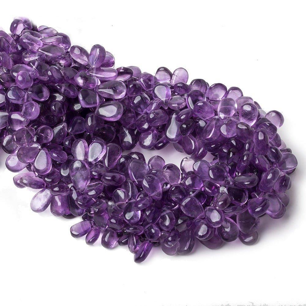 7x5-10x6mm Amethyst plain pear beads 14 inch 95 pieces - The Bead Traders