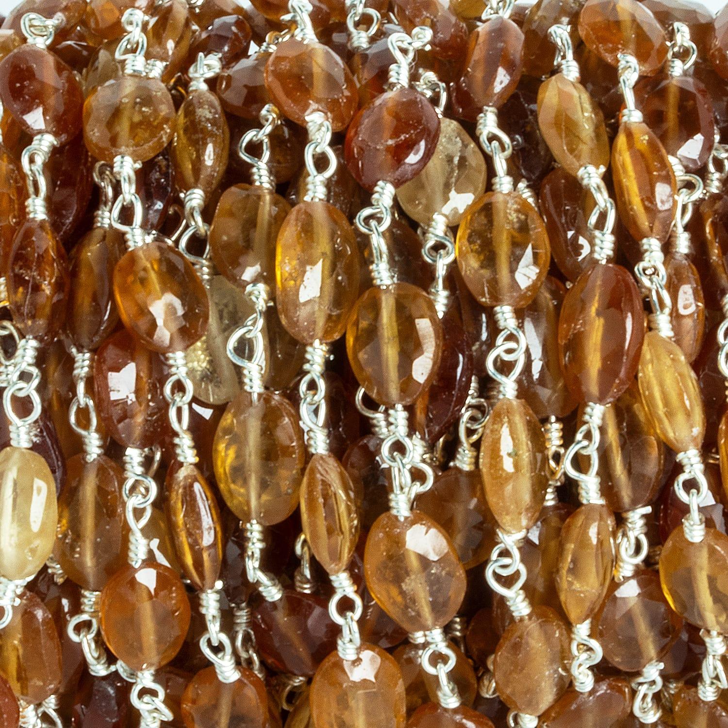 7x5mm Hessonite Ovals Silver Chain 23 pieces - The Bead Traders