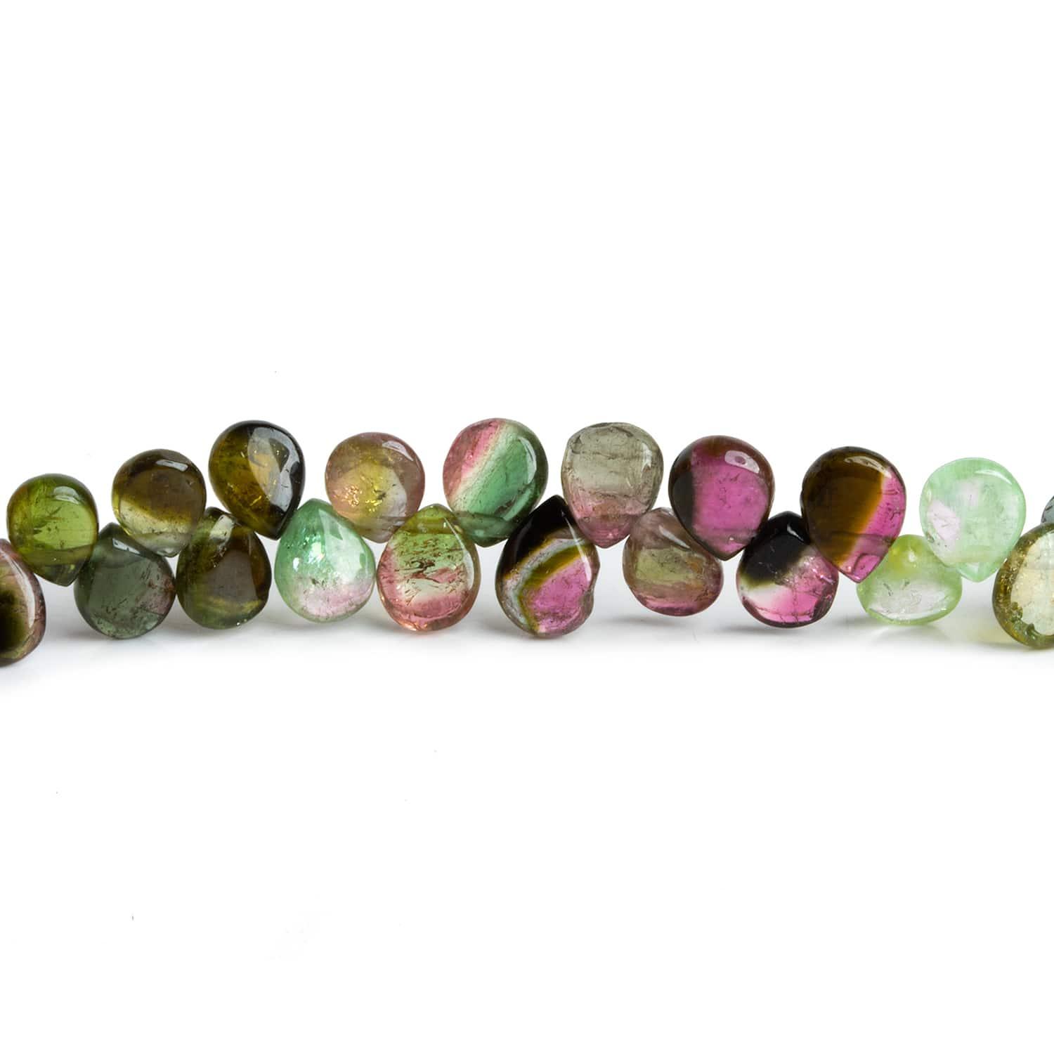 7x5mm Multi Color Tourmaline Plain Pears 17 inch 120 beads - The Bead Traders