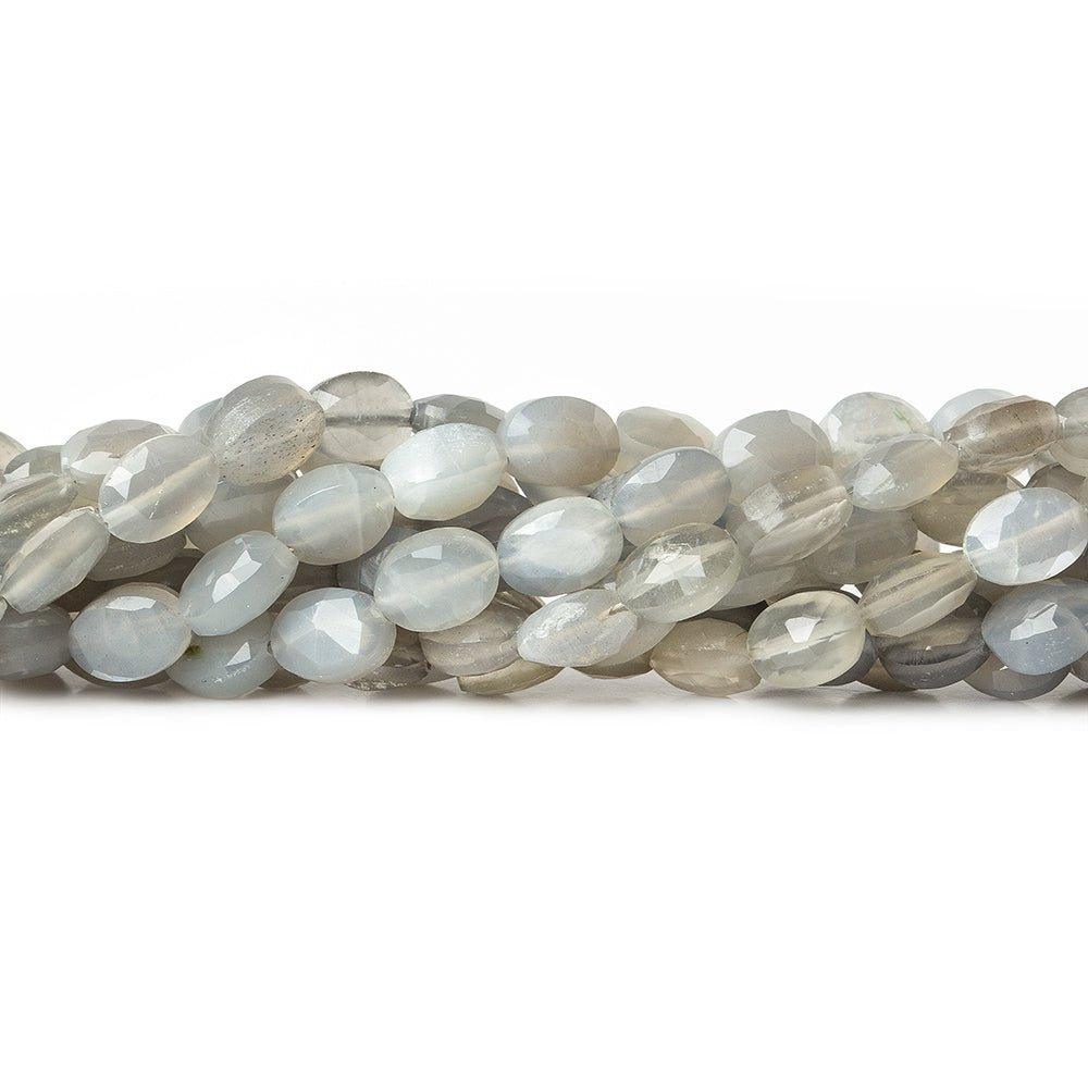 7x5mm Platinum Moonstone straight drilled faceted ovals 8 inch 30 beads - The Bead Traders