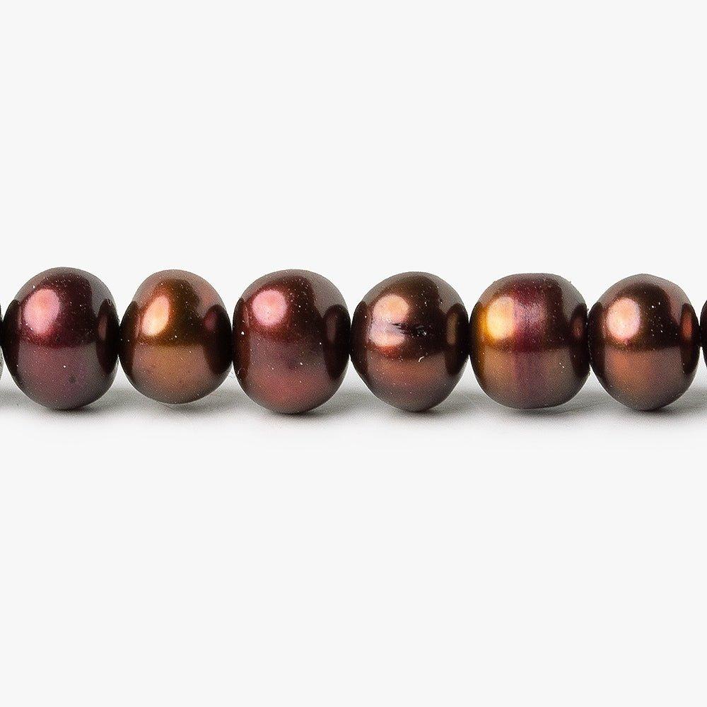 7x5mm Red Brown side drilled Baroque Freshwater Pearl Strand 16 Inch 68 pieces - The Bead Traders