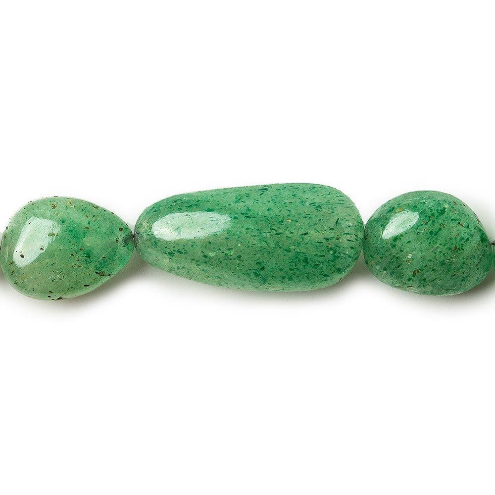 7x6-16x11mm Green Aventurine plain nugget beads 16 inches 42 pieces - The Bead Traders