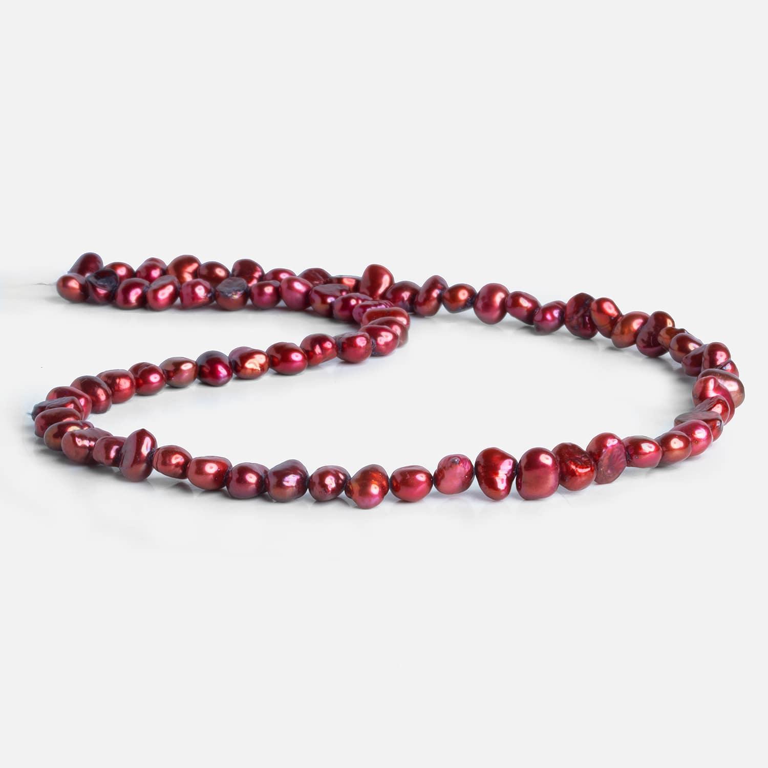 7x6mm Raspberry Baroque Pearls 15 inch 70 pieces - The Bead Traders