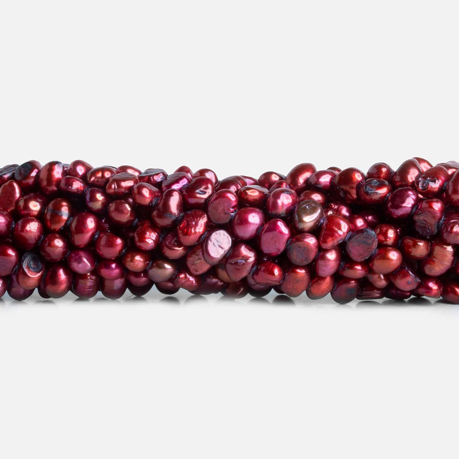 7x6mm Raspberry Baroque Pearls 15 inch 70 pieces - The Bead Traders