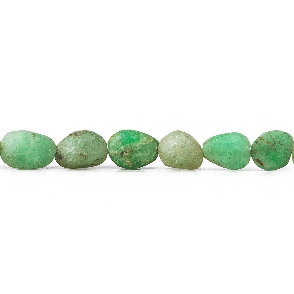 7x7-8x6mm Matte Colombian Emerald plain nugget beads 7.5 inch 22 pieces - The Bead Traders
