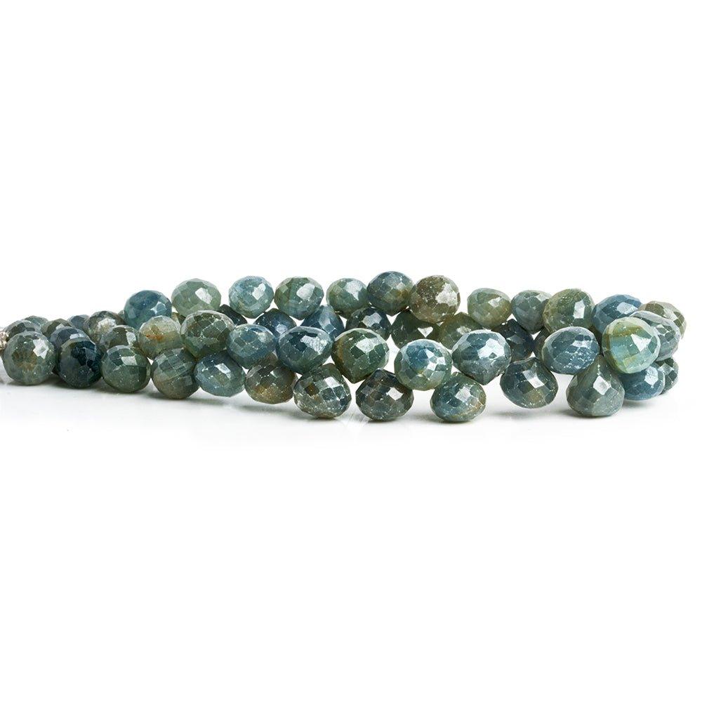 7x7-8x8mm Green Blue Sapphire Faceted Candy Kiss Beads 8.5 inch 54 pieces - The Bead Traders