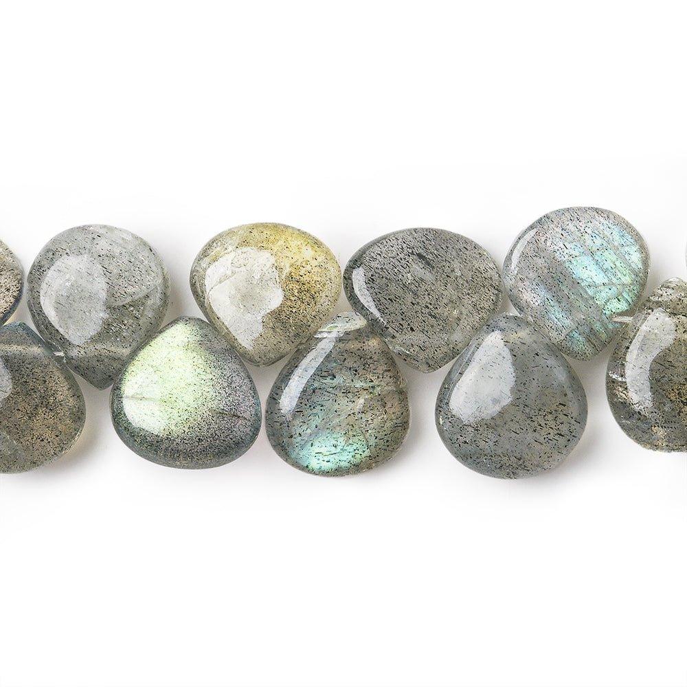 7x7-8x8mm Labradorite Plain Heart Beads 8 inch 49 pieces - The Bead Traders
