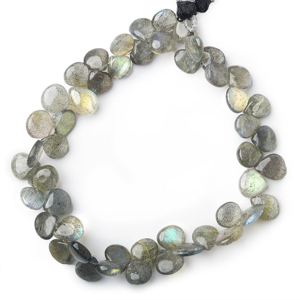 7x7-8x8mm Labradorite Plain Heart Beads 8 inch 49 pieces - The Bead Traders