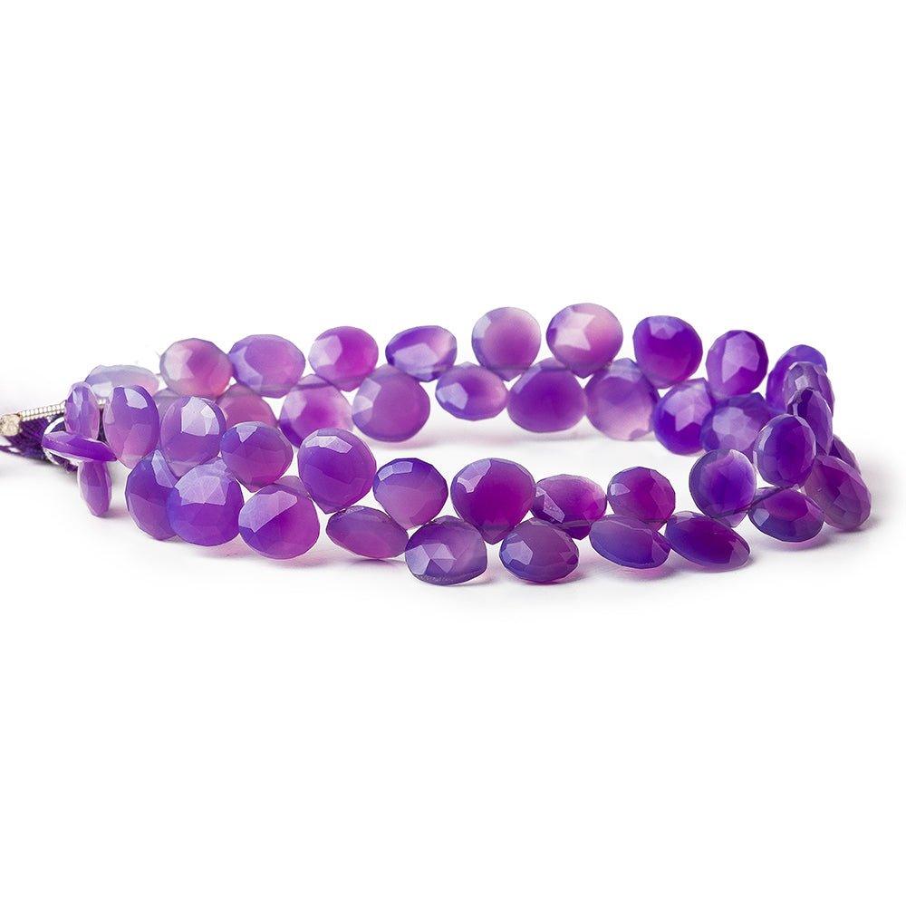 7x7-8x8mm Shaded Purple Chalcedony faceted hearts 8 inch 46 pieces - The Bead Traders