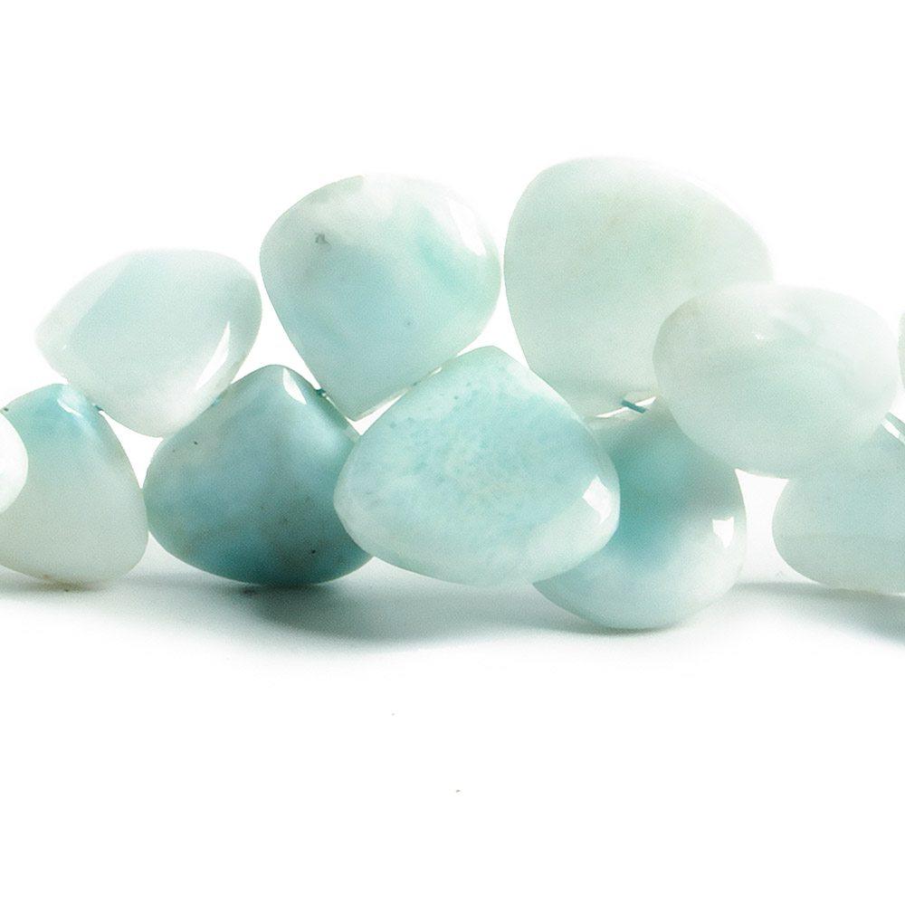 7x7mm-11x11mm Larimar plain heart beads 8 inch 42 pieces - The Bead Traders