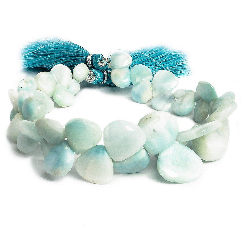 7x7mm-11x11mm Larimar plain heart beads 8 inch 42 pieces - The Bead Traders