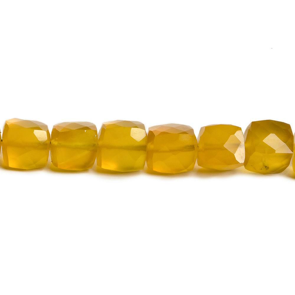 7x7mm Amber Yellow Chalcedony Faceted Cube Beads 8 inch 29 pieces - The Bead Traders