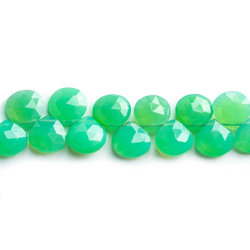 7x7mm Green Chalcedony Faceted Heart Beads 8 inch 52 pieces - The Bead Traders
