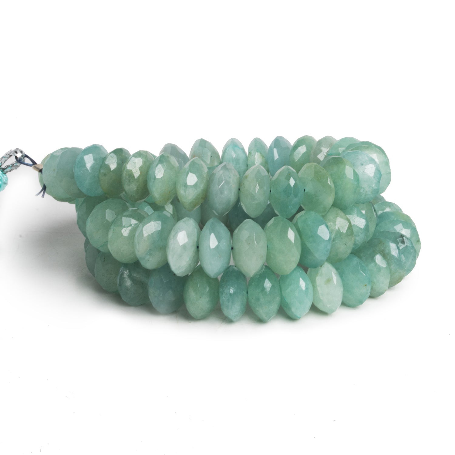 8-10mm Aquamarine Faceted Rondelles 16 inch 80 beads - The Bead Traders