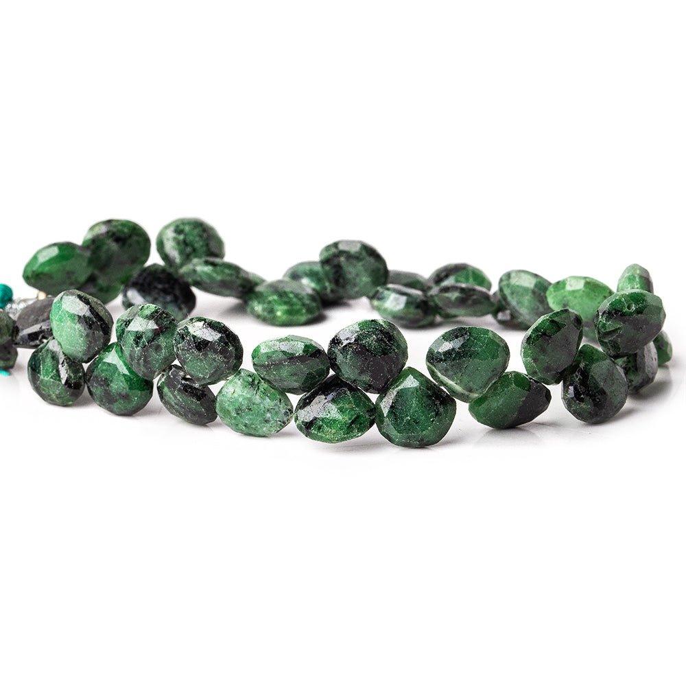 8 - 10mm Zoisite Faceted Heart Beads 8 inch 39 pieces - The Bead Traders