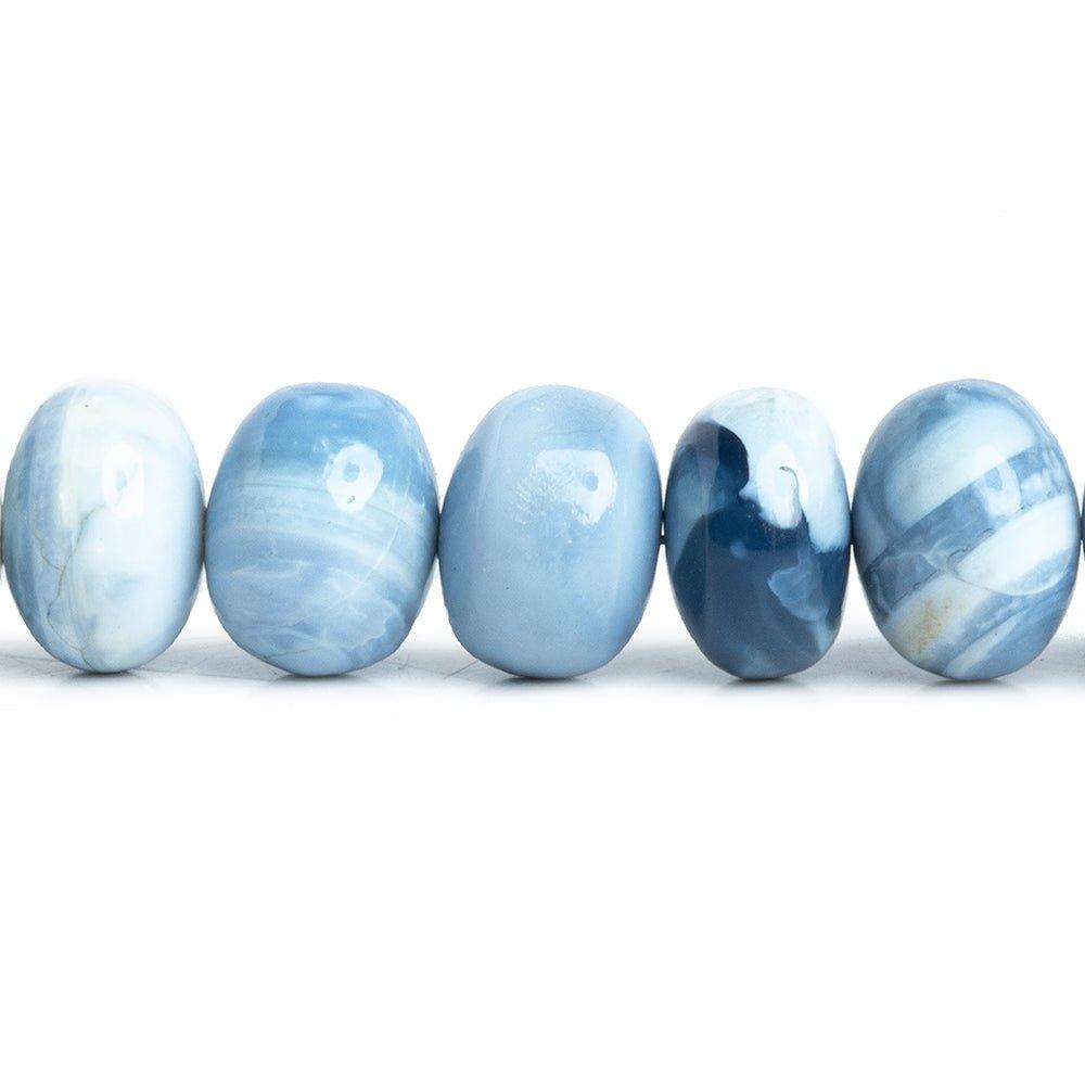 8-11mm Denim Blue Opal Plain Rondelle Beads 18 inch 75pcs - The Bead Traders