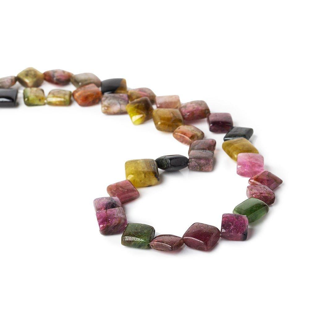 8-11mm Multi Color Tourmaline Plain Square 15 inches 34 beads - The Bead Traders