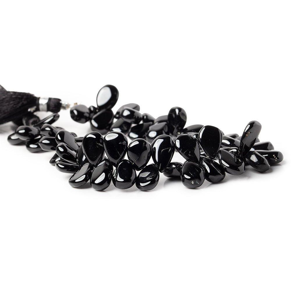 8-12mm Black Agate plain pear Beads 8 inch 57 pieces - The Bead Traders
