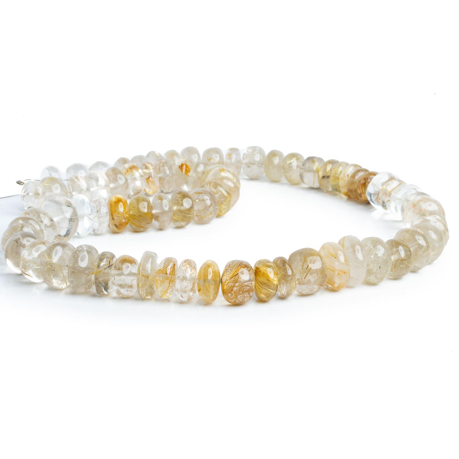 8-12mm Rutilated Quartz Plain Rondelles 16 inch 68 beads - The Bead Traders