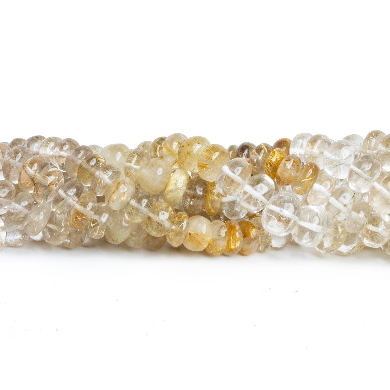 8-12mm Rutilated Quartz Plain Rondelles 16 inch 68 beads - The Bead Traders