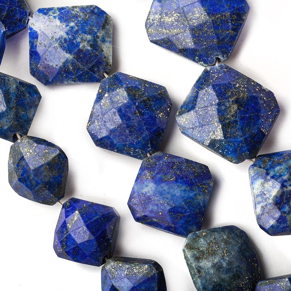 8-14mm Lapis Lazuli faceted pillow beads Lot of 53 pieces 3 strands - The Bead Traders