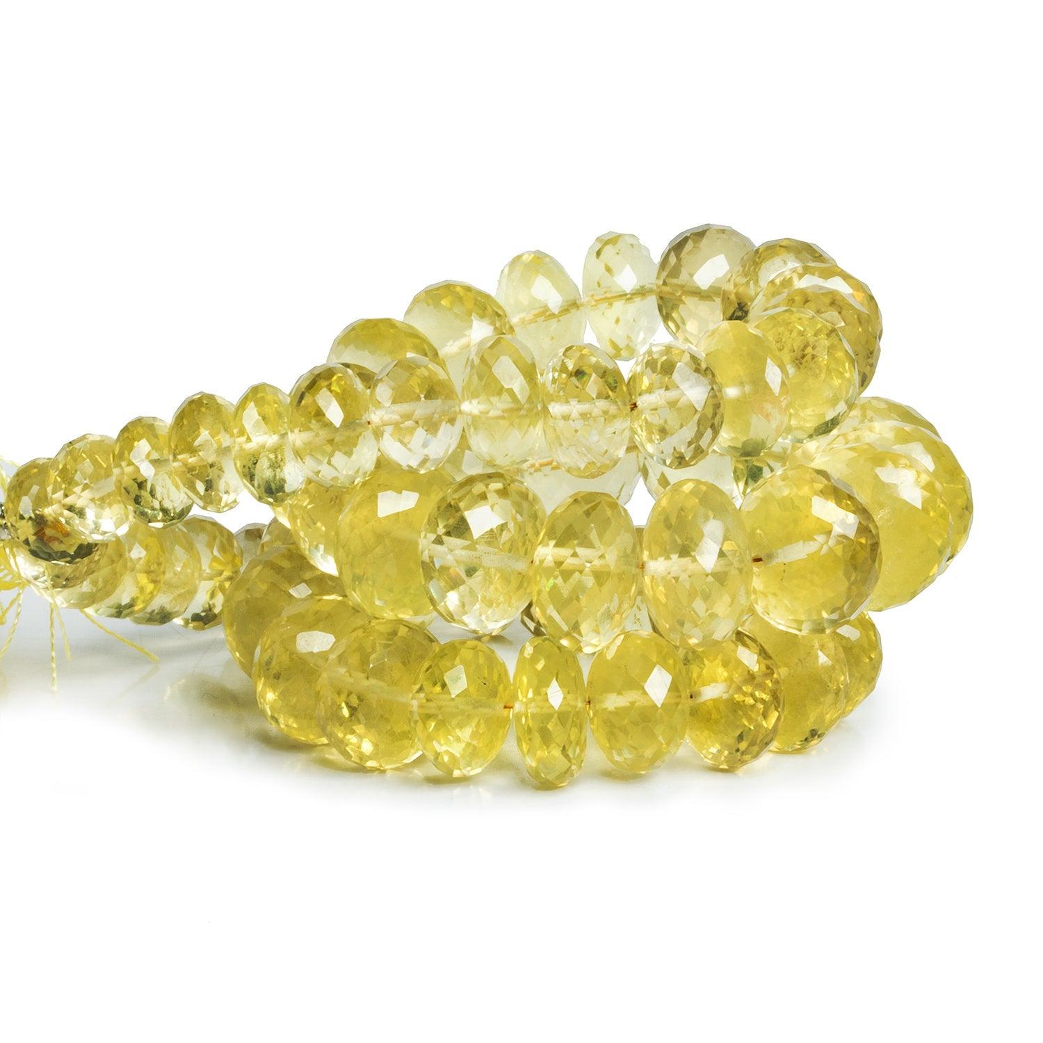 8-15mm Lemon Quartz Faceted Rondelles 18 inch 60 beads - The Bead Traders