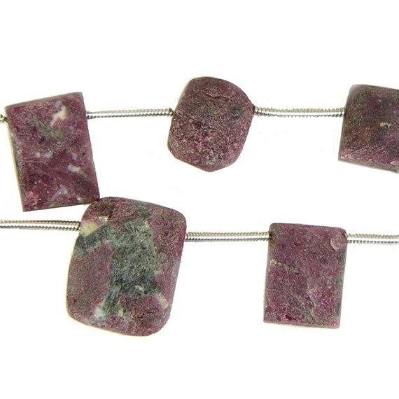 8-16mm Frosted Ruby Top Drilled Rectangle Beads 6.5 inch 9 pieces - The Bead Traders