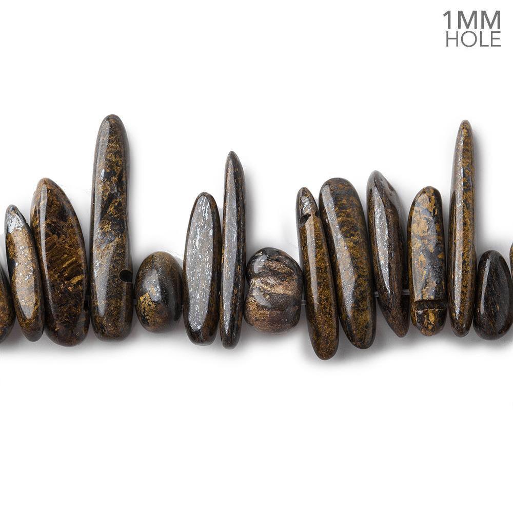 8-28mm Bronzite top drilled elongated plain nugget 15 inches 100 Beads - The Bead Traders