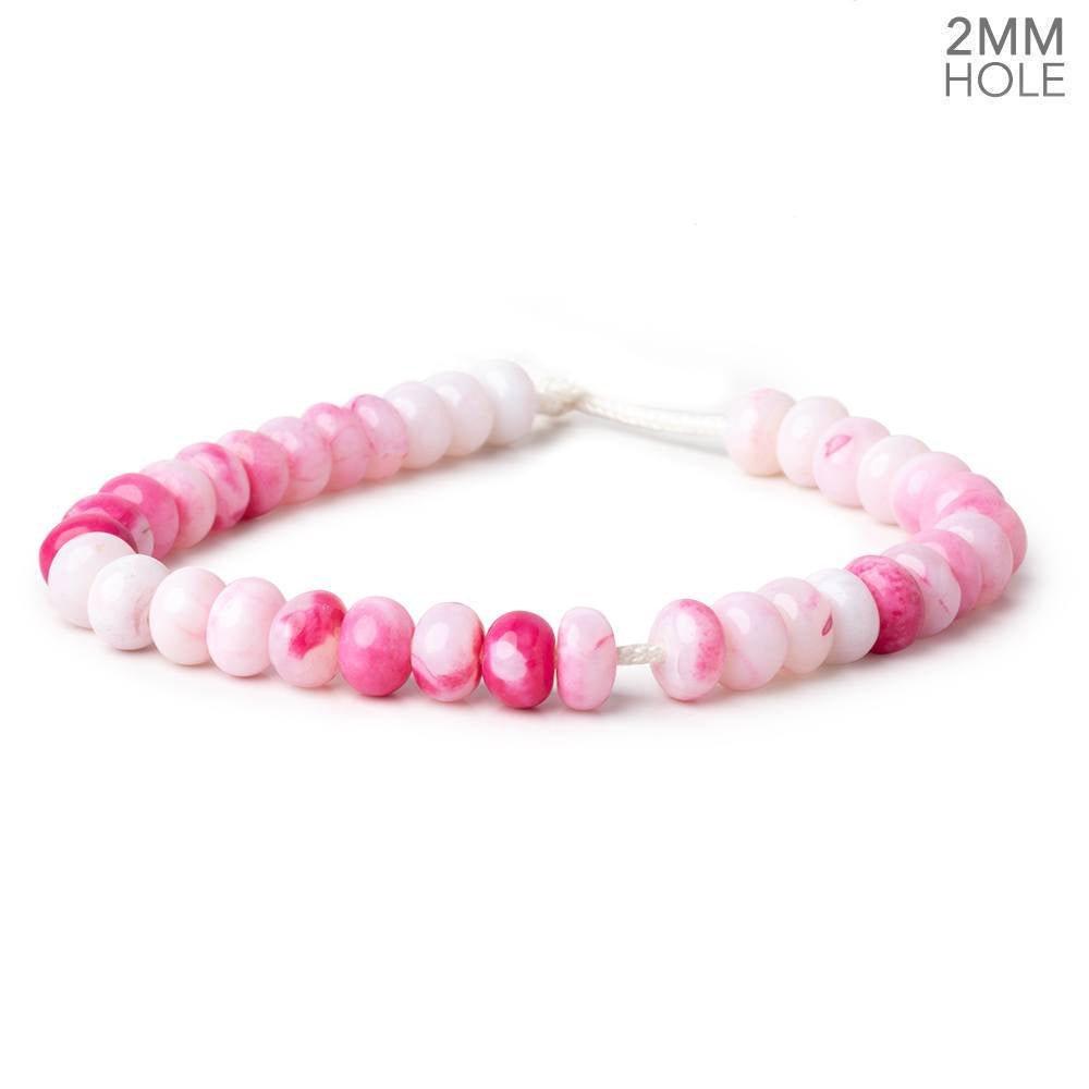 8-8.5mm Magenta Pink Opal 2mm Large Hole Plain Rondelles 8 inch 35 beads - The Bead Traders