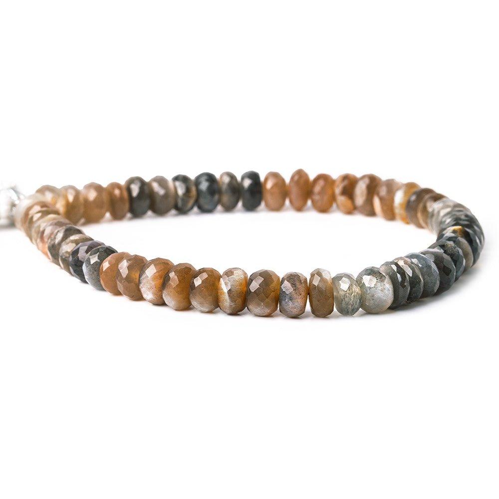 8-8.5mm Multi Color Moonstone & Sunstone faceted rondelles 10 inch 52 beads - The Bead Traders