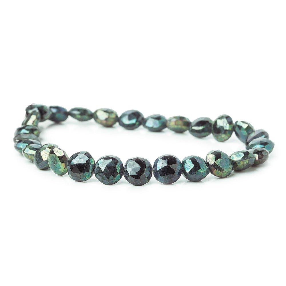 8-8.5mm Mystic Mermaid Blue Black Spinel faceted coin beads 8 inch 26 pieces - The Bead Traders