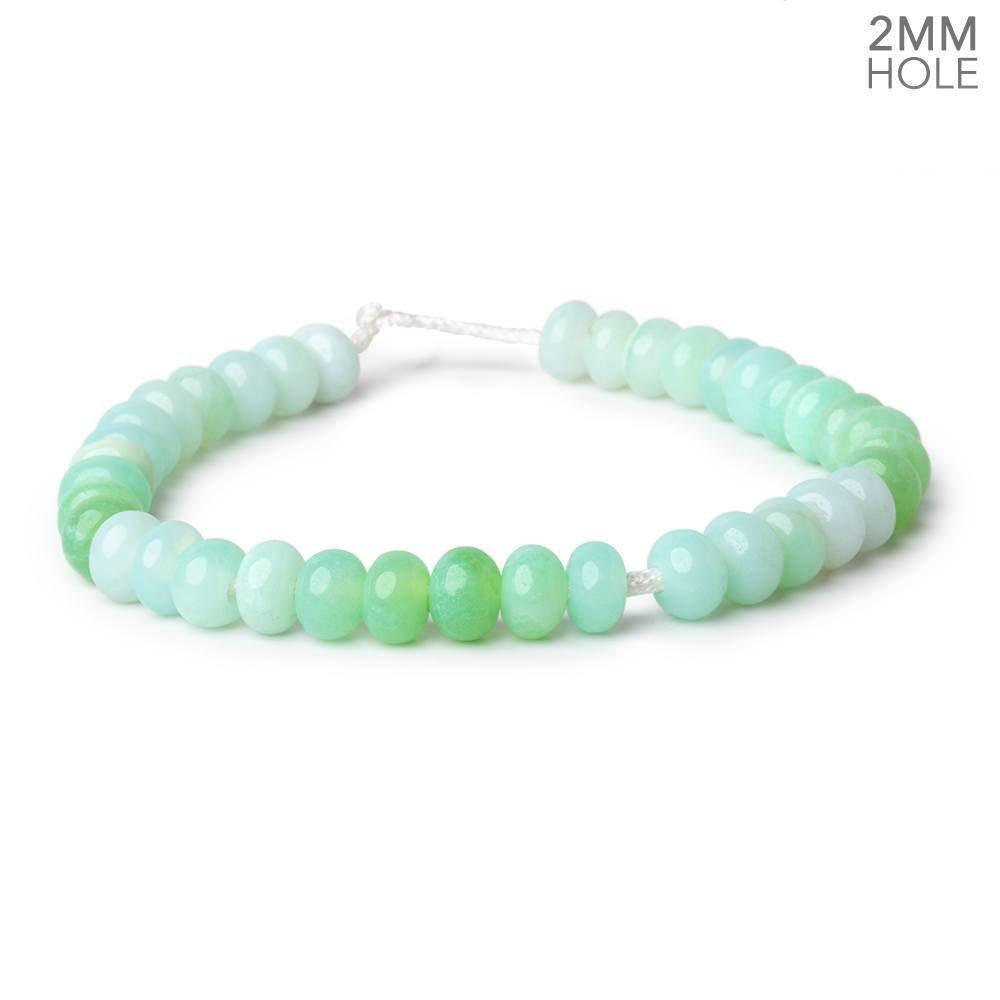 8-8.5mm Spring Green Opal 2mm Large Hole Plain Rondelles 8 inch 36 beads - The Bead Traders