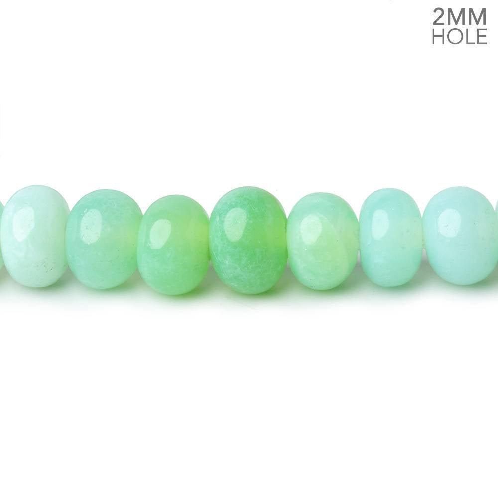 8-8.5mm Spring Green Opal 2mm Large Hole Plain Rondelles 8 inch 36 beads - The Bead Traders