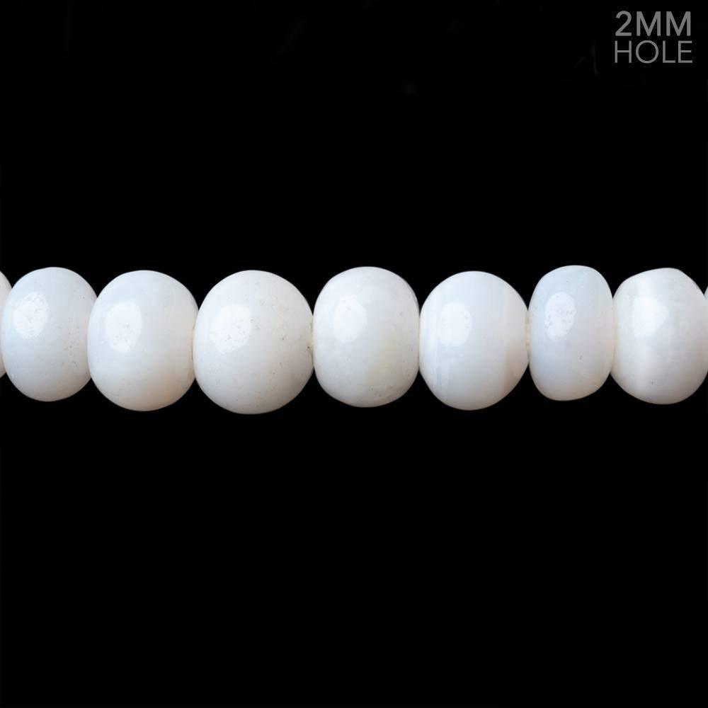 8-8.5mm White Opal 2mm Large Hole Plain Rondelles 8 inch 37 beads - The Bead Traders