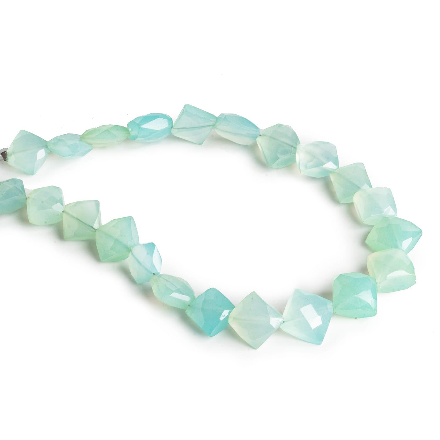 8-9mm Aqua Chalcedony Faceted Pillows 8.5 inch 22 beads - The Bead Traders