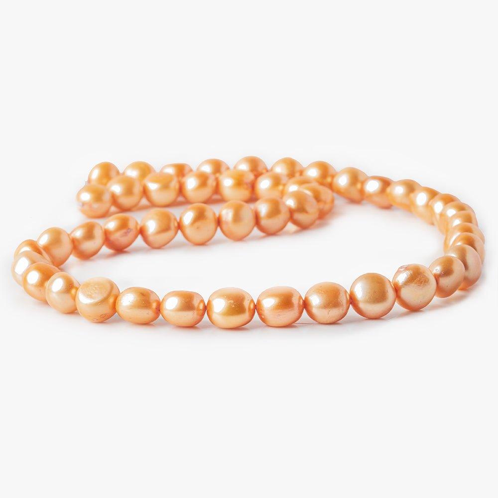 8-9mm Butterscotch Freshwater Pearl Side Drilled Button 16 inch - The Bead Traders
