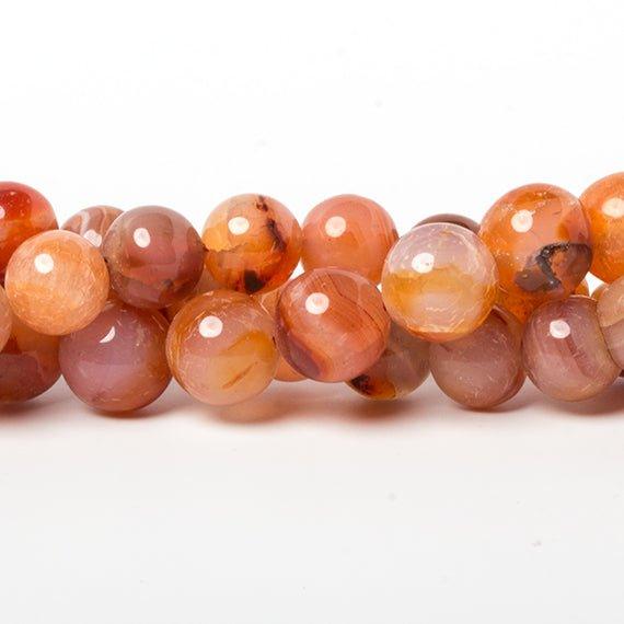 8-9mm Carnelian Agate plain round beads 16 inch 43 Beads - The Bead Traders