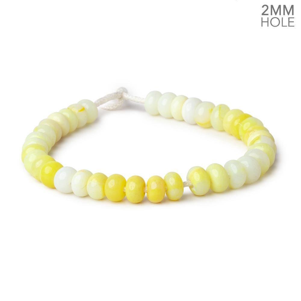 8-9mm Lemon Yellow Opal 2mm Large Hole Plain Rondelles 8 inch 35 beads - The Bead Traders