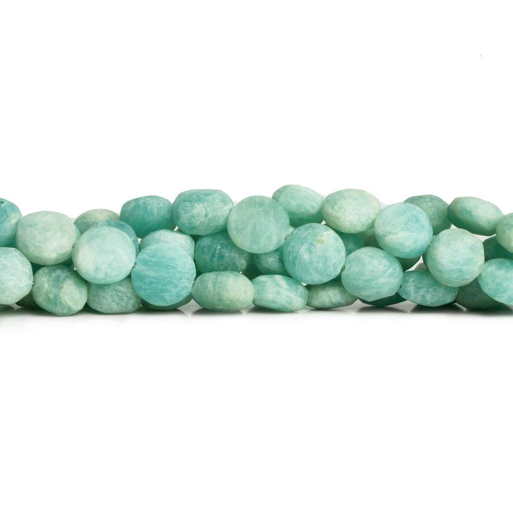 8-9mm Matte Amazonite plain coin beads 8 inch 22 pieces - The Bead Traders