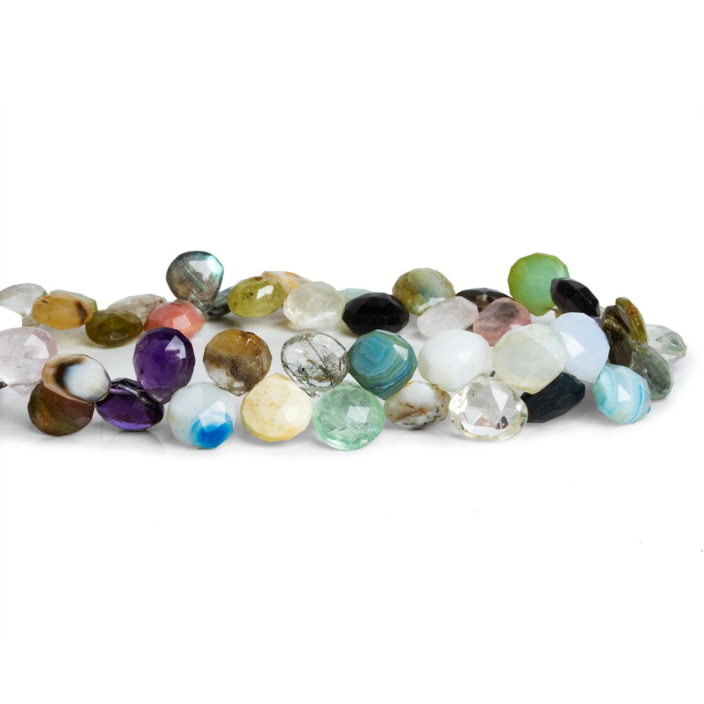 8-9mm Multi Gemstone Faceted Hearts 8 inch 41 beads - The Bead Traders