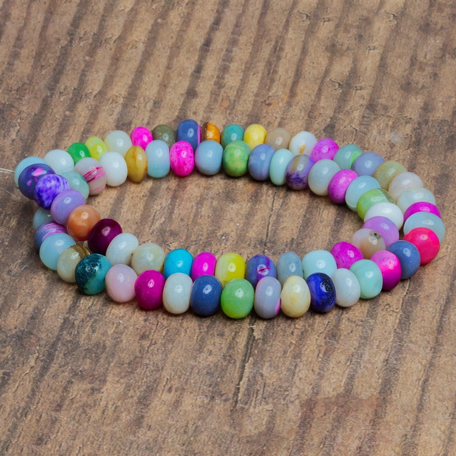 8-9mm Multicolor Opal Plain Rondelles 16 inch 65 beads - The Bead Traders