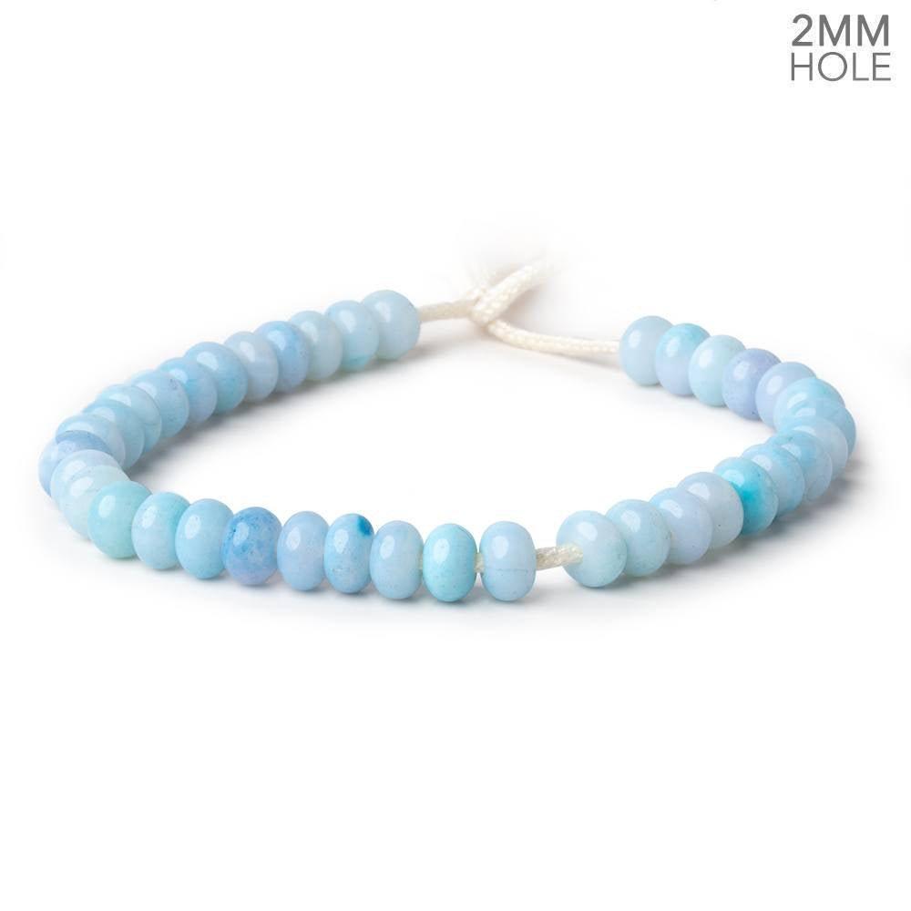 8-9mm Powder Blue Opal 2mm Large Hole Plain Rondelles 8 inch 35 beads - The Bead Traders
