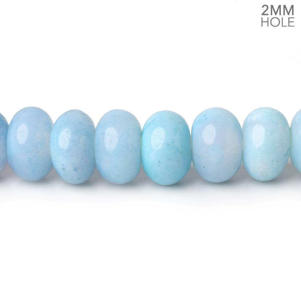 8-9mm Powder Blue Opal 2mm Large Hole Plain Rondelles 8 inch 35 beads - The Bead Traders